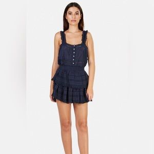 LOVESHACKFANCY Sully Top and Ruffle Mini Skirt Set